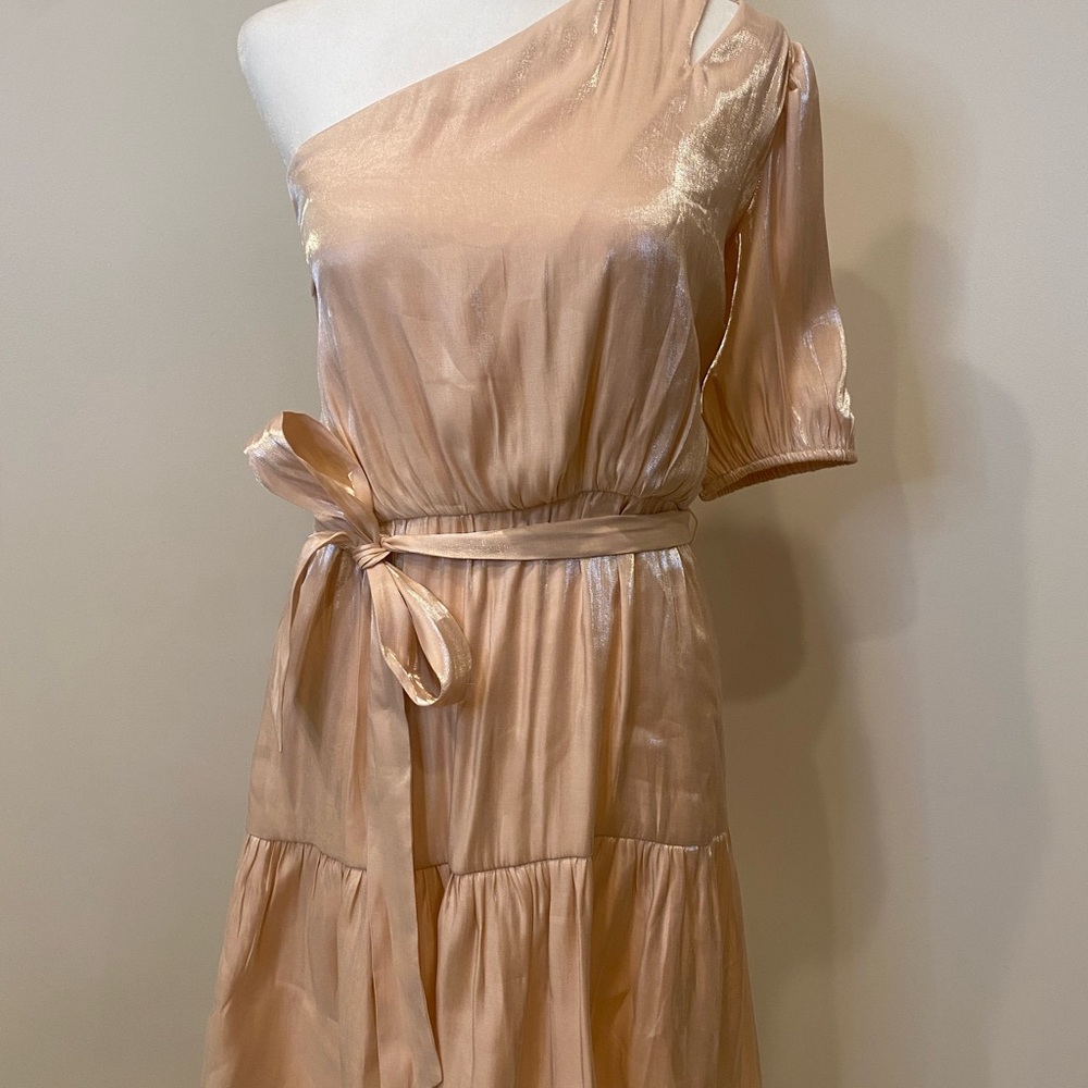 BCBGeneration One-Shoulder Dress in Shimmering pink